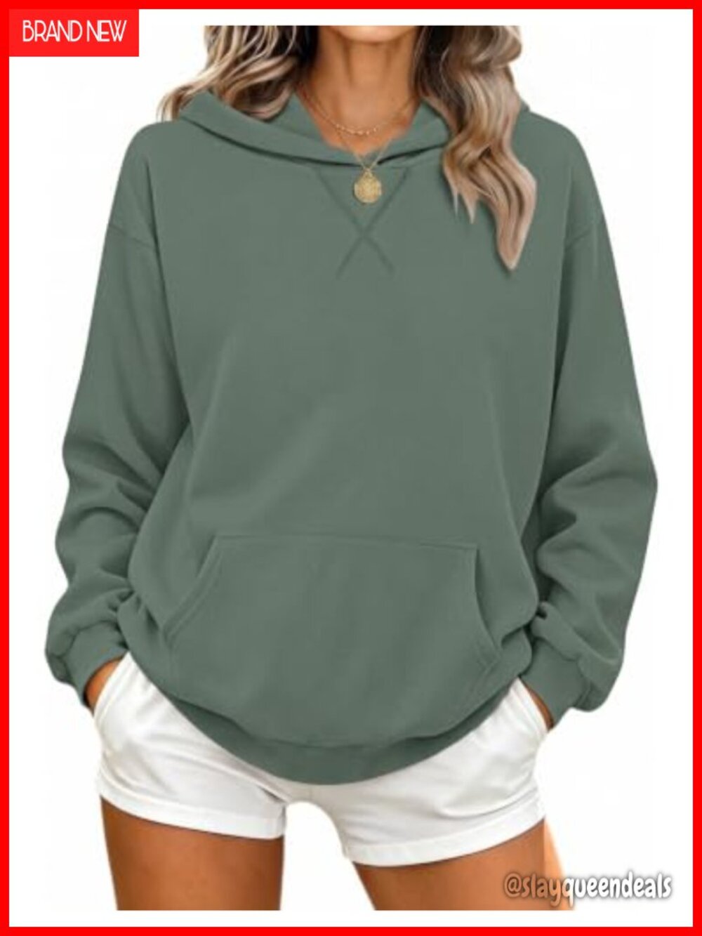 Women's Crewneck Hoodie Pullover Long Sleeve Sweatshirt with Kangaroo Pocket